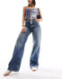 Free People tinsley slouchy straight leg jeans in hazey blue Синий, W31 - фото #2