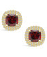 ფოტო #3 პროდუქტის Garnet (2-3/8 ct. t.w.) and Diamond (3/8 ct. t.w.) Halo Stud Earrings in 14K Yellow Gold