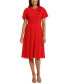 Women's Rosette Flutter-Sleeve Midi Dress