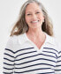 Women's Striped Collared Tunic Sweater, Created for Macy's