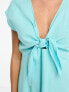 Фото #4 товара Vero Moda linen touch tie front mini dress in blue