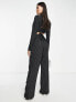Фото #2 товара ASOS DESIGN tailored 2 in 1 crop blazer jumpsuit in black pinstripe
