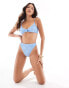 South Beach jacquard crinkle knot front bikini top in cornflower blue