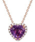 ფოტო #1 პროდუქტის Amethyst (3 ct. t.w.) & White Topaz (1/3 ct. t.w.) Heart Halo 18" Pendant Necklace in Rose Gold-Plated Sterling Silver (Also in Pink Amethyst & Garnet)