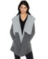 Фото #1 товара Women's 100% Pure Cashmere Long Sleeve 2-tone Double Face Cascade Open Cardigan Sweater