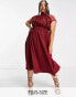 Фото #1 товара Liquorish Curve a line lace detail midi dress in burgundy