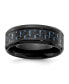 ფოტო #1 პროდუქტის Black Titanium Black and Blue Carbon Fiber Inlay Band Ring