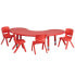 Фото #1 товара 35''W X 65''L Half-Moon Red Plastic Height Adjustable Activity Table Set With 4 Chairs