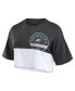 ფოტო #2 პროდუქტის Women's Black/White Philadelphia Eagles Boxy Color Split Cropped T-Shirt