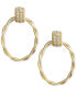 ფოტო #1 პროდუქტის Diamond Oval Twist Doorknocker Drop Earrings (1/5 ct. t.w.) in 14k Gold-Plated Sterling Silver