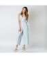 Фото #2 товара Women's Woven Sleeveless Tie-Waist Jumpsuit with Wide Leg