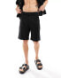 ADPT linen mix cargo short in black