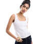 ASOS DESIGN broderie frill hem button down vest in white