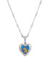 ფოტო #1 პროდუქტის Blue Enamel Heart-Shaped Horse Locket Necklace
