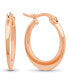 ფოტო #1 პროდუქტის 18K Rose Gold Plated Stainless Steel Flat Hoop Earrings
