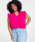 ფოტო #1 პროდუქტის Trendy Plus Size Ruffled-Trim Sleeveless Blouse, Created for Macy's