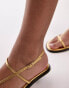 Фото #4 товара Topshop Inaya premium leather strappy kitten heel sandals in gold