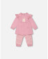ფოტო #1 პროდუქტის Baby Girl Knitted Tunic With Frills And Legging Set Mauve - Infant