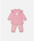 Baby Girl Knitted Tunic With Frills And Legging Set Mauve - Infant