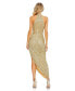 Women's Sequined High Neck Keyhole Asymmetrical Gown