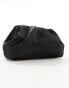 True Decadence minimalist clutch bag in ruched black satin