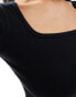 Hollister square neck t-shirt in black Черный, L - фото #4