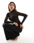 Фото #2 товара ASOS DESIGN high neck long sleeve mesh 2 in 1 midi dress in black