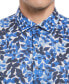 Men's Floral Print Short-Sleeve Button-Front Cotton Shirt