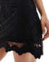 Mango embroidered crochet mini dress in black Черный, XS - EU 34 - фото #3