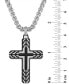 ფოტო #4 პროდუქტის Black Diamond Cross 22" Pendant Necklace (1/5 ct. t.w.) in Stainless Steel & Black Ion-Plate, Created for Macy's