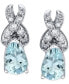 Aquamarine (3/4 ct. t.w. ) & Diamond (1/8 ct. t.w. ) Stud Earrings in 14k White Gold Синий - фото #3