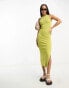 ASOS DESIGN knitted racer midi dress in green