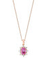 ფოტო #1 პროდუქტის EFFY® Pink Sapphire (7/8 ct. t.w.) & Diamond (1/3 ct. t.w.) Halo 18" Pendant Necklace in 14k Rose Gold