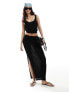Фото #1 товара Miss Selfridge knit rib maxi skirt in black