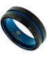 Men's Beveled Etched Stripe Band in Tungsten & Ion-Plating