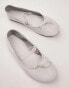 Topshop Brooke leather unlined ballerina shoe in white