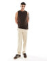 ASOS DESIGN standard fit vest in brown towelling