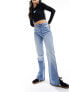 Фото #1 товара Bershka high waisted split hem jeans in light blue