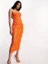 Фото #2 товара ASOS DESIGN cami textured lace midi dress in orange