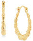Фото #3 товара Серьги Macy's Textured Bamboo-Look Small Hoop in 10k Gold 5/8