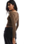 Фото #7 товара Pimkie slinky off shoulder long sleeve top in brown