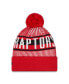 Фото #2 товара Men's Red Toronto Raptors Striped Cuffed Pom Knit Hat