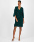 ფოტო #1 პროდუქტის Women's Sequin-Lace 3/4-Sleeve Faux-Wrap Dress