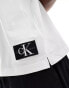 Calvin Klein Jeans oversized badge t-shirt in white Hellweiß, L - фото #4