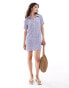 Фото #1 товара ASOS DESIGN crochet mini shirt dress in lilac and white