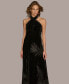 ფოტო #4 პროდუქტის Women's Velvet Halter Gown