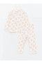 LCW baby Polo Yaka Uzun Kollu Baskılı Kız Bebek Pijama Takım