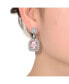 ფოტო #3 პროდუქტის Sterling Silver with White Gold Plated Morganite Cushion with Clear Cubic Zirconia Halo Drop Earrings