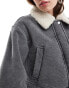 Фото #3 товара ASOS DESIGN cord bonded jacket with shearling collar in grey