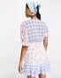 Фото #2 товара Miss Selfridge chiffon frill hem mini dress in mix gingham print